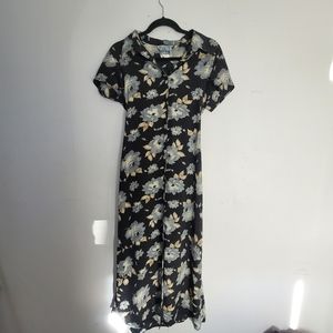 Vintage floral button up dress